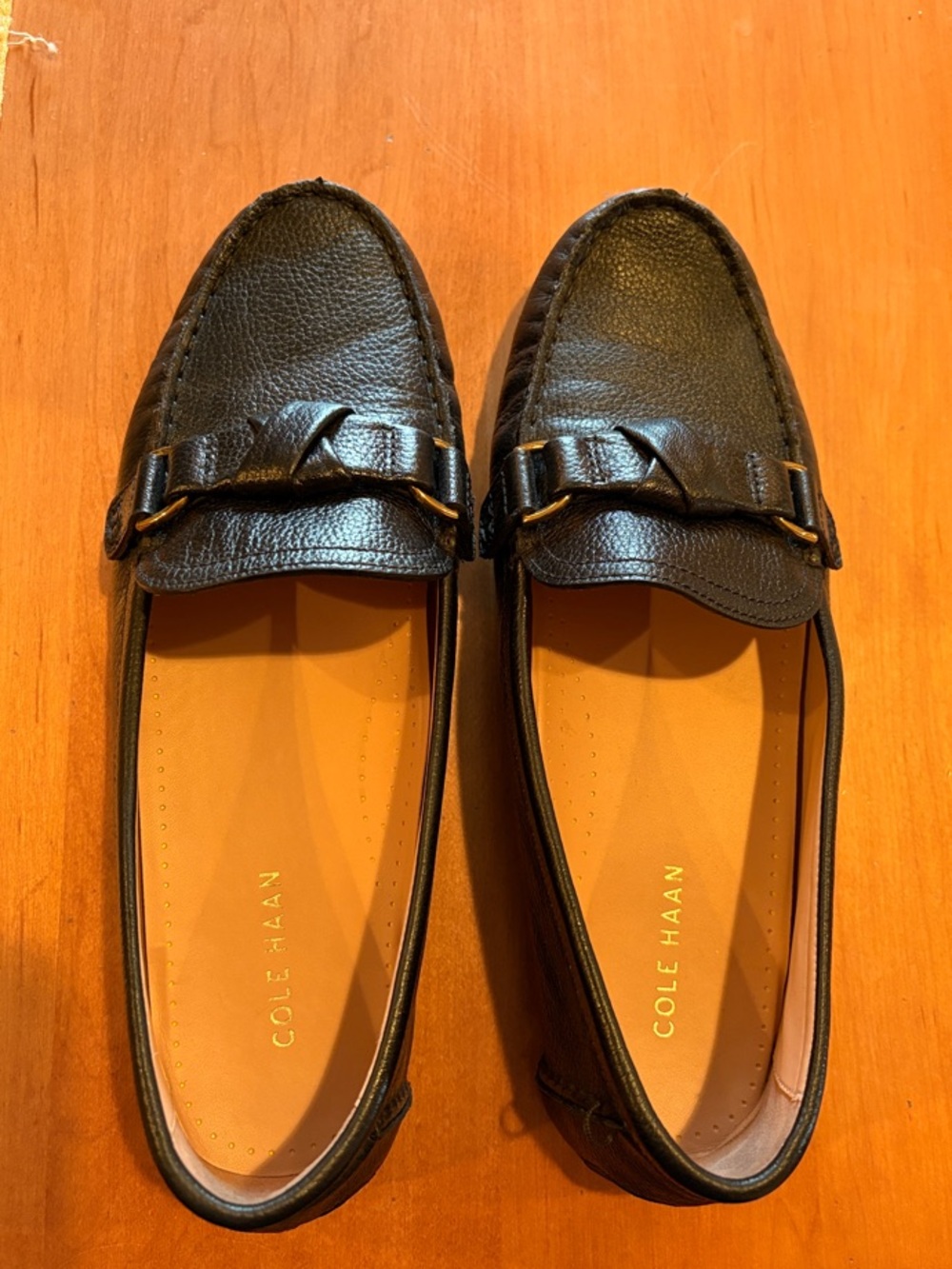 Cole Haan Black Leather Bit-Style Slip-On Loafers
